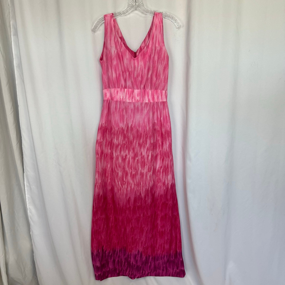 Vintage Pink Maxi Dress Ombré Leslie Fay Women's M Sleeveless - Picture 12 of 13